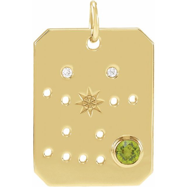 14K Yellow Gold Natural Peridot & .01 CTW Natural Diamond Gemini Constellation Pendant