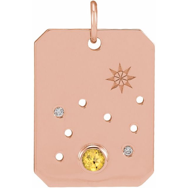 14K Rose Gold Natural Citrine & .01 CTW Natural Diamond Leo Constellation Pendant