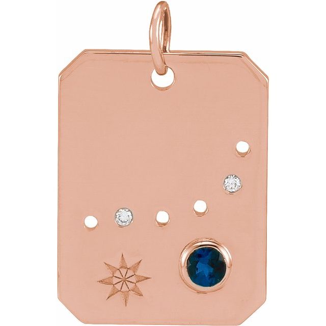 14K Rose Gold Natural Blue Sapphire & .01 CTW Natural Diamond Capricorn Constellation Pendant