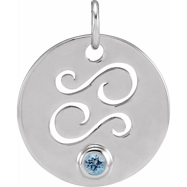 Sterling Silver Natural Aquamarine Cancer Zodiac Pendant