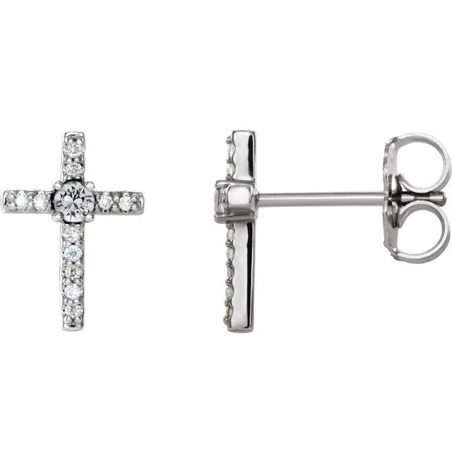 Platinum 1/10 CTW Natural Diamond Cross Earrings   