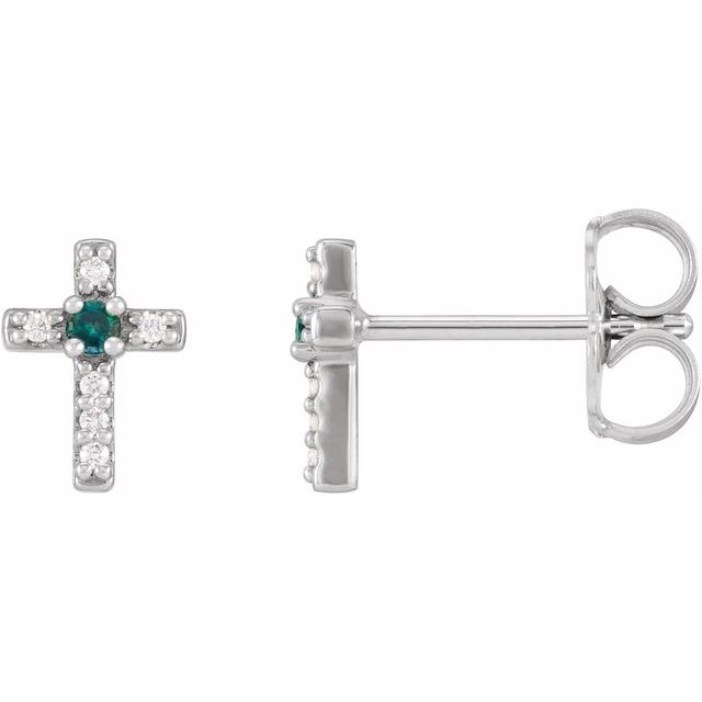 Platinum Natural Alexandrite & .03 CTW Natural Diamond Cross Earrings
