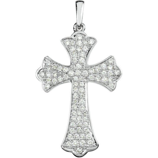 14K White Gold 1/2 CTW Natural Diamond Micro Pavé-Style Cross Pendant