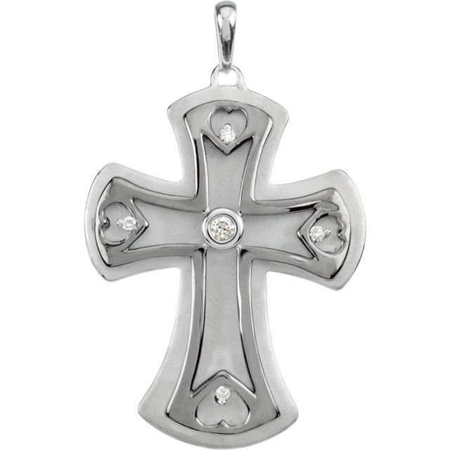 Sterling Silver .05 CTW Natural Diamond Cross Pendant 