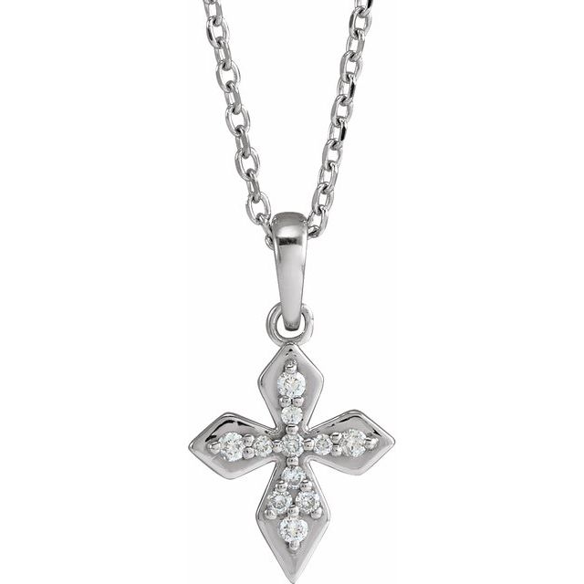 Platinum .05 CTW Natural Diamond Petite Cross 16-18" Necklace