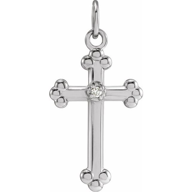 14K White Gold .01 CTW Natural Diamond Cross Pendant