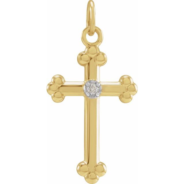 14K Yellow/White Gold .01 CTW Natural Diamond Cross Pendant