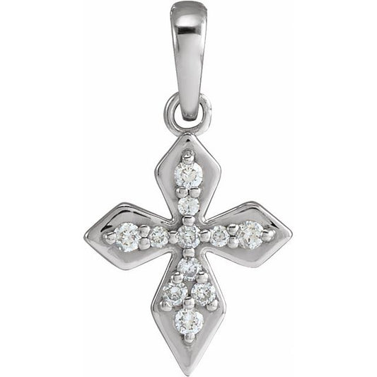 Sterling Silver .05 CTW Natural Diamond Petite Cross Pendant