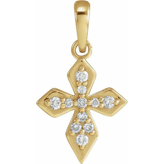14K Yellow Gold .05 CTW Natural Diamond Petite Cross Pendant