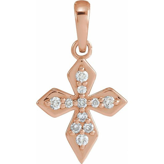 14K Rose Gold .05 CTW Natural Diamond Petite Cross Pendant