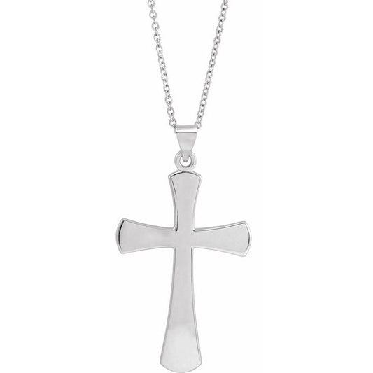 14K White Gold Cross 18" Necklace