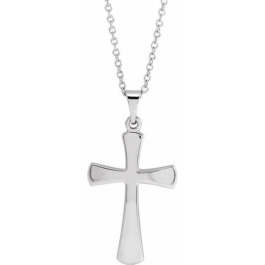 14K White Gold Cross 18" Necklace
