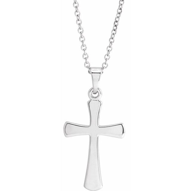 14K White Gold Cross 18" Necklace