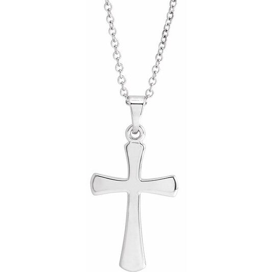 14K White Gold Cross 18" Necklace