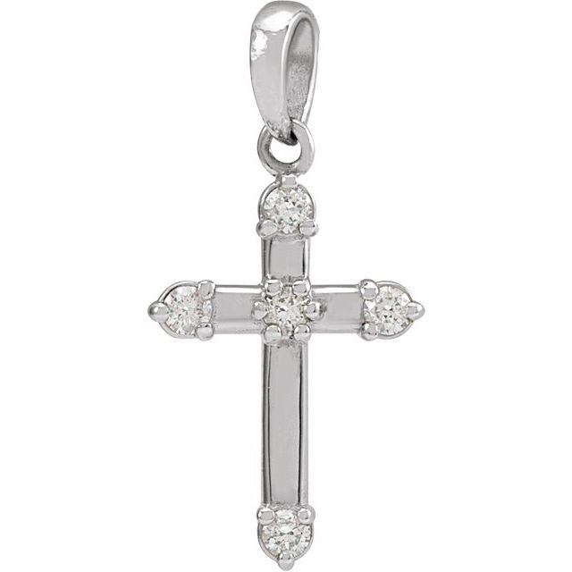 Sterling Silver .07 CTW Natural Diamond Cross Pendant