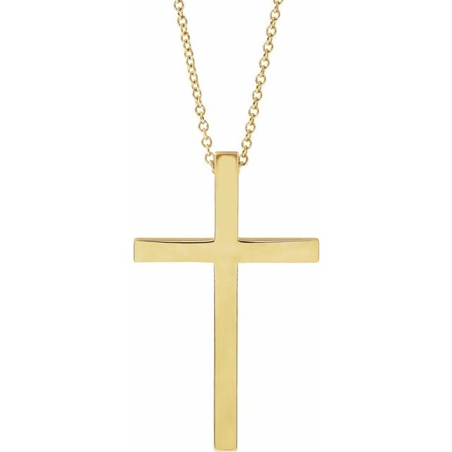 14K Yellow Gold 29.5x18.2 mm Cross 18" Necklace
