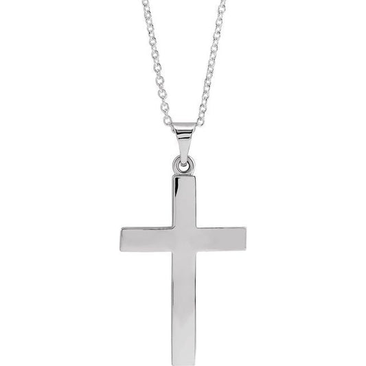 14K White Gold Cross 18" Necklace