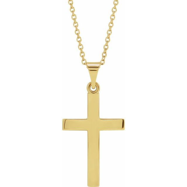 14K Yellow Gold Cross 18" Necklace  