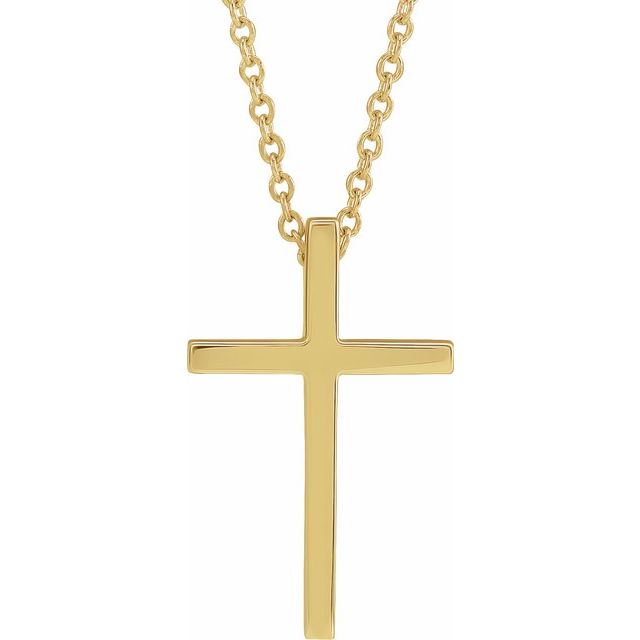 14K Yellow Gold 17.4x11.1 mm Cross 18" Necklace