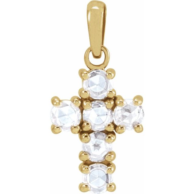 14K Yellow Gold 1/4 CTW Rose-Cut Natural Diamond Cross Pendant