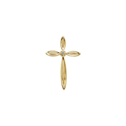 14K Yellow Gold .01 CTW Natural Diamond Cross Pendant 