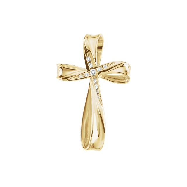 14K Yellow Gold 1/10 CTW Natural Diamond Cross Pendant