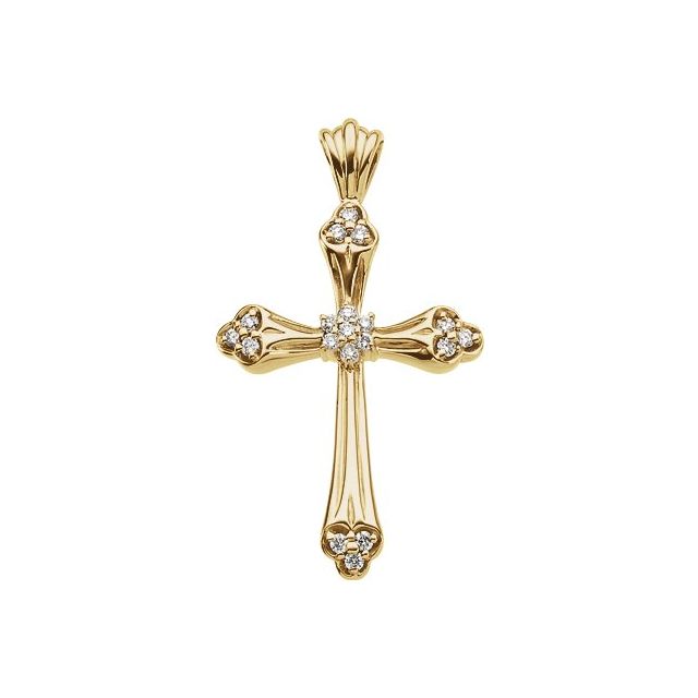 14K Yellow Gold 1/4 CTW Natural Diamond Cross Pendant
