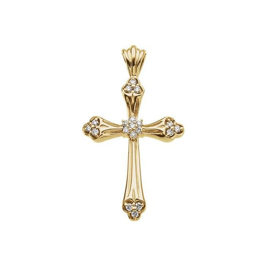 14K Yellow Gold 1/4 CTW Natural Diamond Cross Pendant