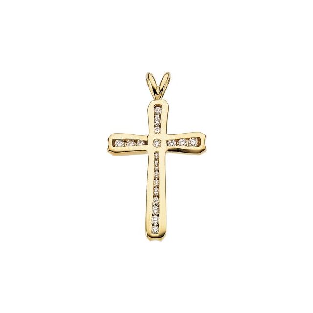 14K Yellow Gold 1/4 CTW Natural Diamond Cross Pendant 