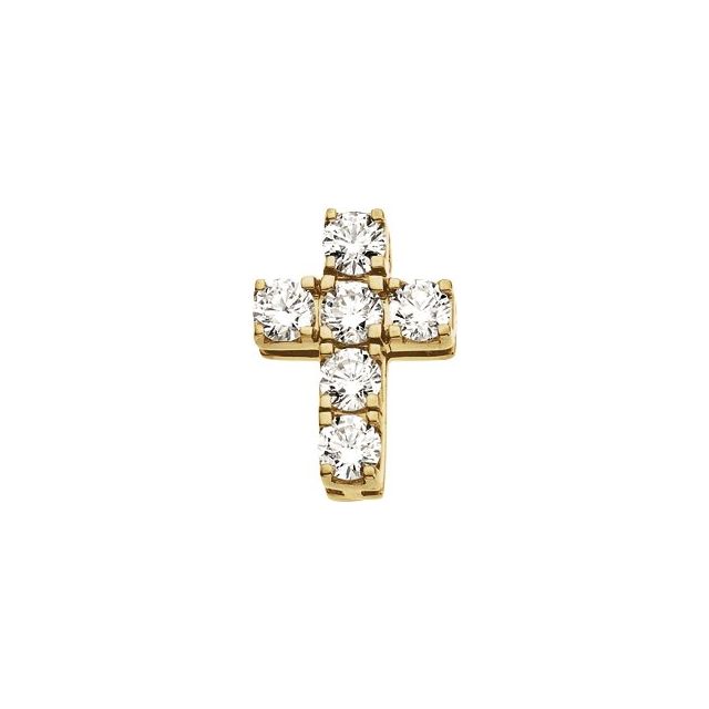 14K Yellow Gold 1 CTW Natural Diamond Cross Pendant 