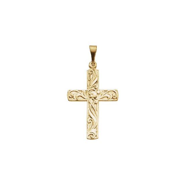 14K Yellow Gold 20.5x15 mm Cross Pendant