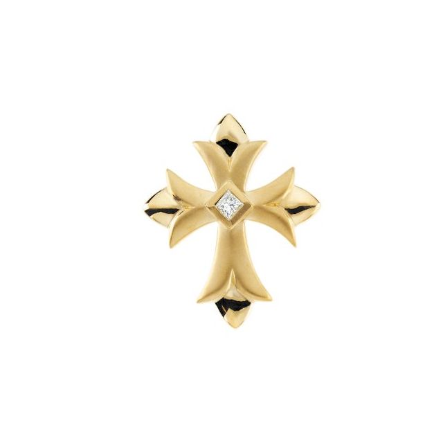 14K Yellow Gold 1/10 CTW Natural Diamond Cross Pendant