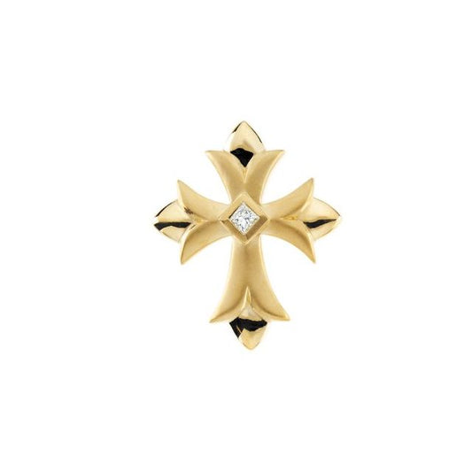 14K Yellow Gold 1/10 CTW Natural Diamond Cross Pendant