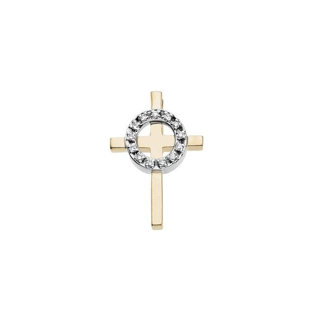 14K White/Yellow Gold 1/8 CTW Natural Diamond Cross Pendant