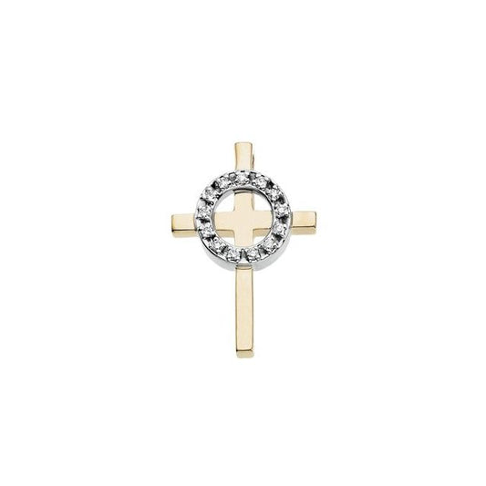 14K White/Yellow Gold 1/8 CTW Natural Diamond Cross Pendant