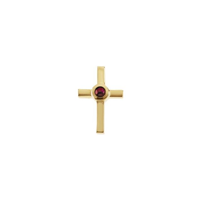 14K Yellow Gold Natural Ruby Cross Pendant