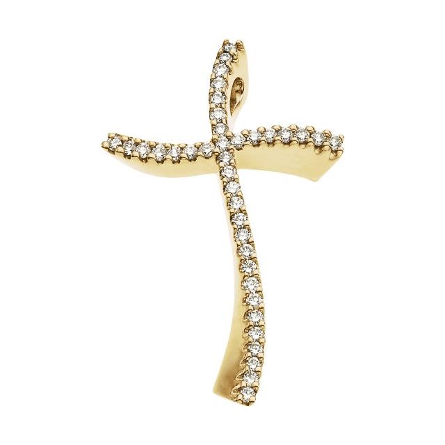 14K Yellow Gold 3/8 CTW Natural Diamond Cross Pendant