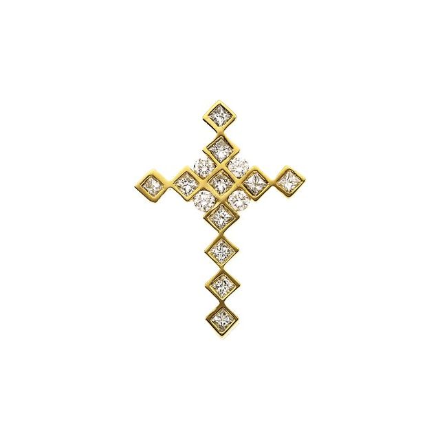 14K Yellow Gold 2/3 CTW Natural Diamond Cross Pendant