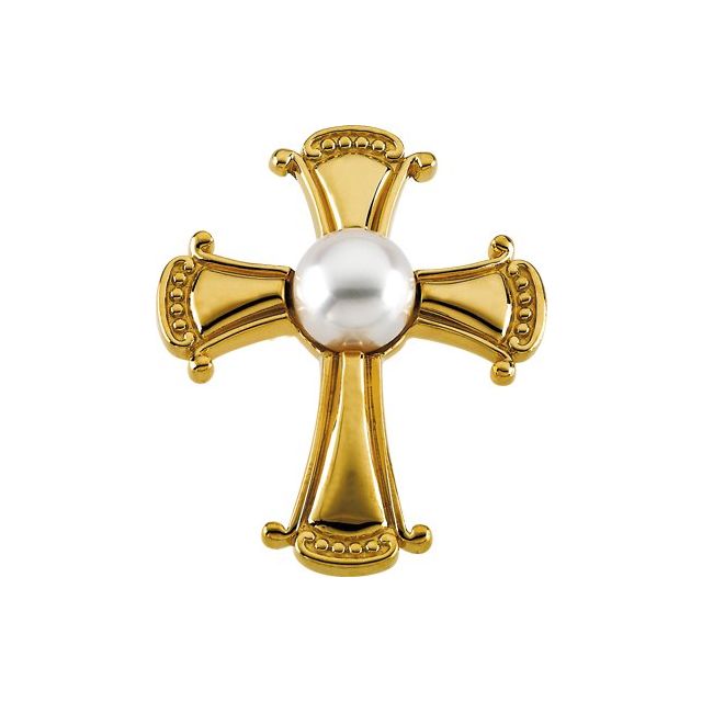 14K Yellow Gold Cultured White Akoya Pearl Pendant