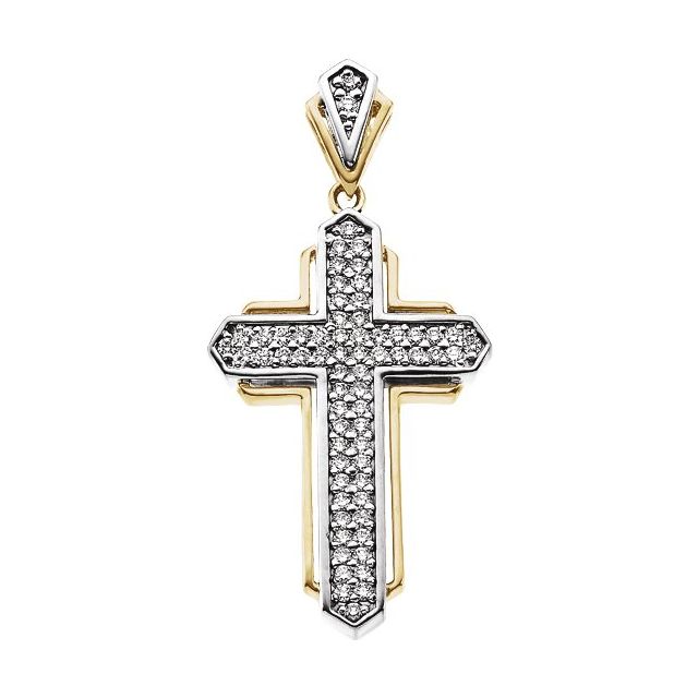 14K White/Yellow Gold 5/8 CTW Natural Diamond Cross Pendant