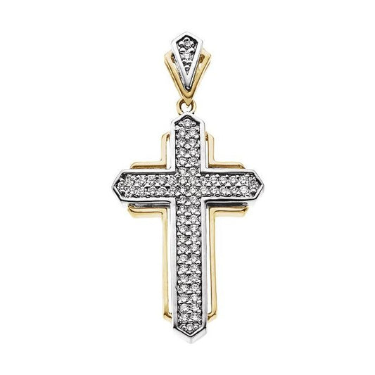 14K White/Yellow Gold 5/8 CTW Natural Diamond Cross Pendant