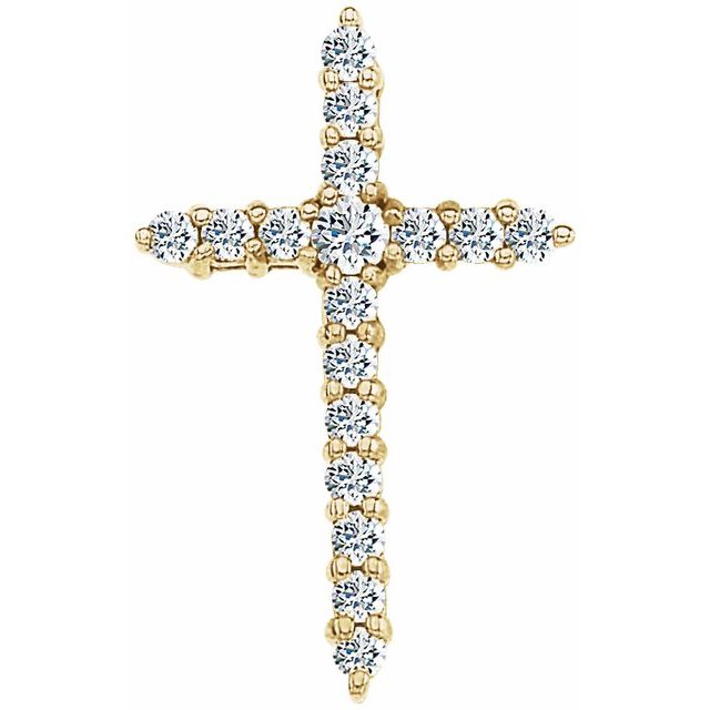 14K Yellow Gold 1/3 CTW Natural Diamond Cross Pendant