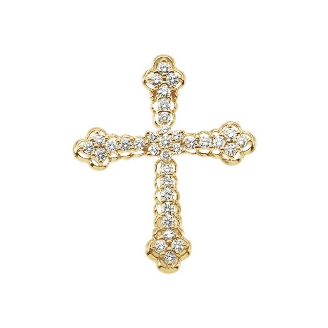 14K Yellow Gold 1 CTW Natural Diamond Cross Pendant