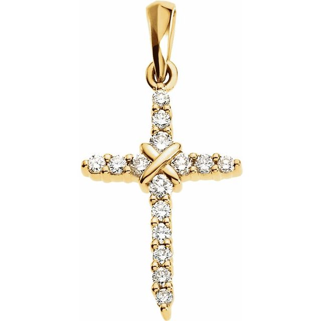14K Yellow Gold 1/5 CTW Natural Diamond Cross Pendant