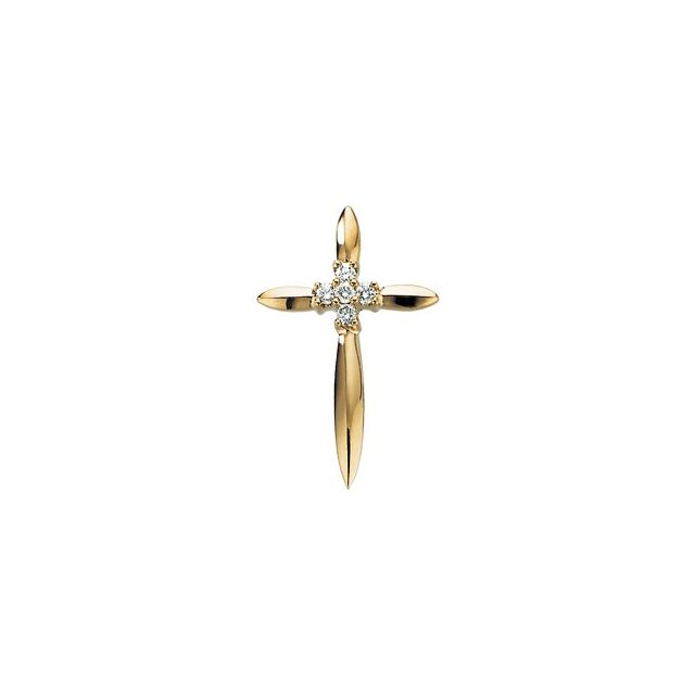 14K Yellow Gold .07 CTW Natural Diamond Cross Pendant  