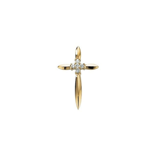 14K Yellow Gold .07 CTW Natural Diamond Cross Pendant  