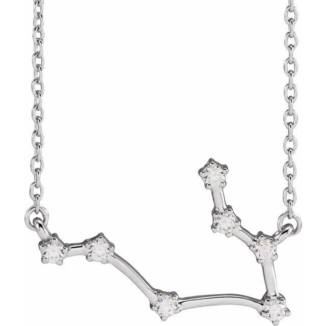 14K White Gold 1/6 CTW Natural Diamond Gemini 16-18" Necklace