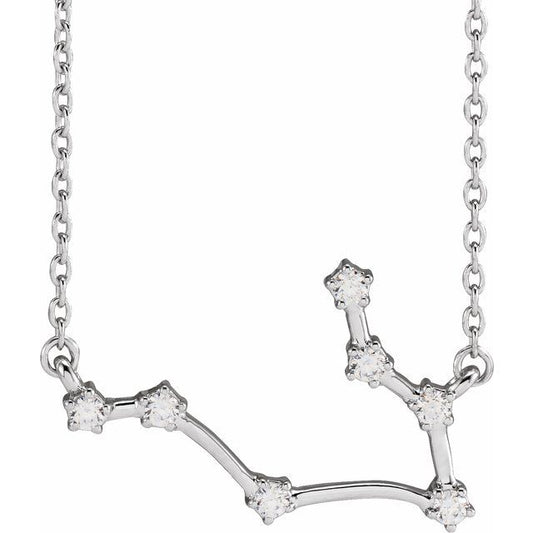 14K White Gold 1/6 CTW Natural Diamond Gemini 16-18" Necklace
