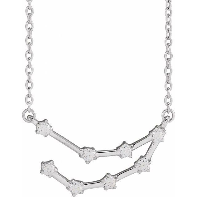 14K White Gold 1/6 CTW Natural Diamond Capricorn 16-18" Necklace