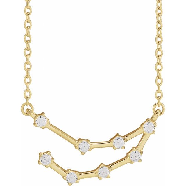 14K Yellow Gold 1/6 CTW Natural Diamond Capricorn 16-18" Necklace